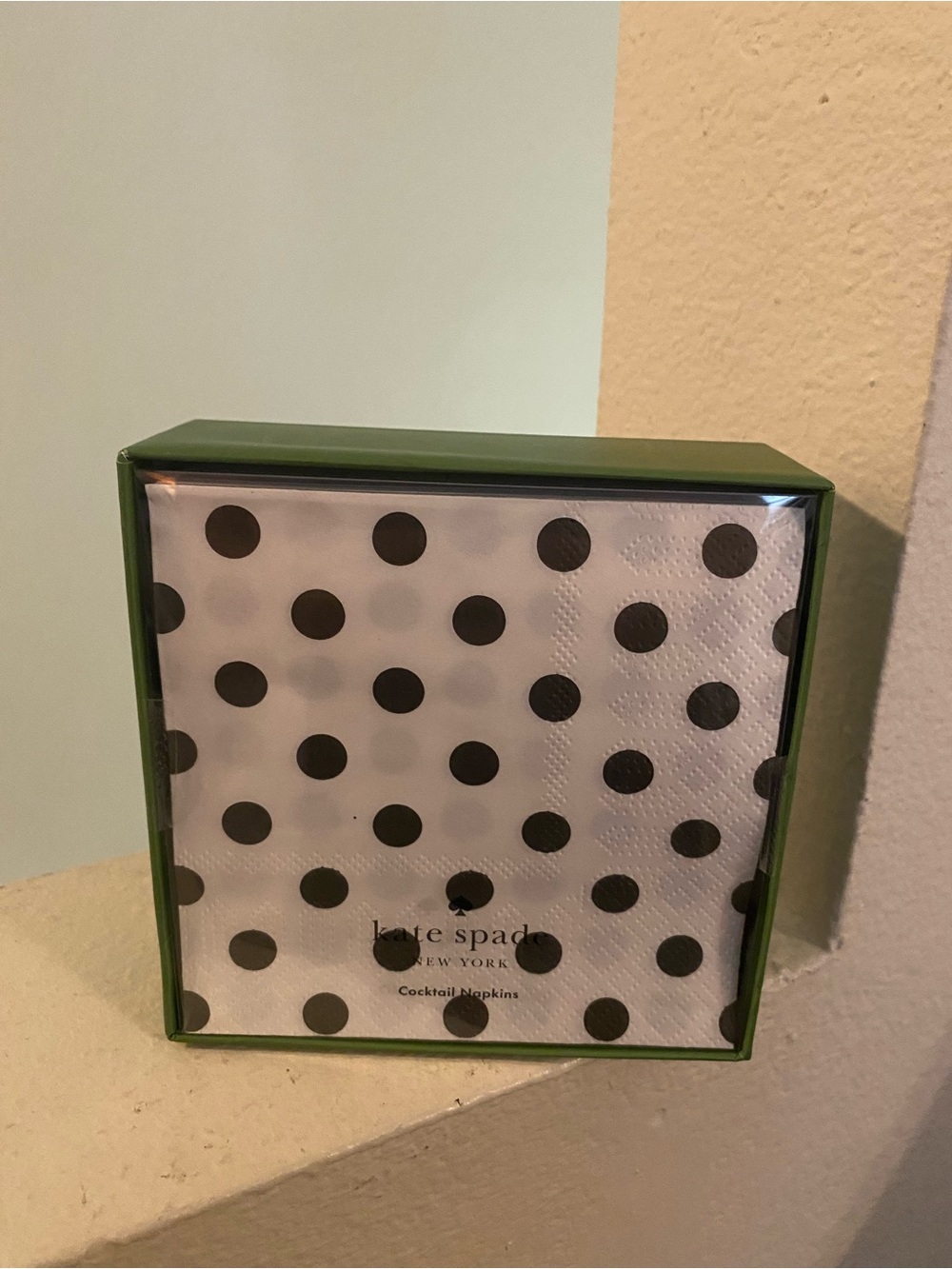 Kate Spade New York Black Polka Dot Cocktail Napkins. Set of 50. Boxed. New